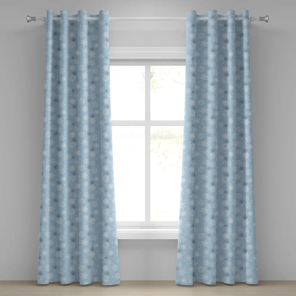 Rideau à œillets Snowflake ABAKUHAUS 280x175 cm Déco Noël Bleu Pâle