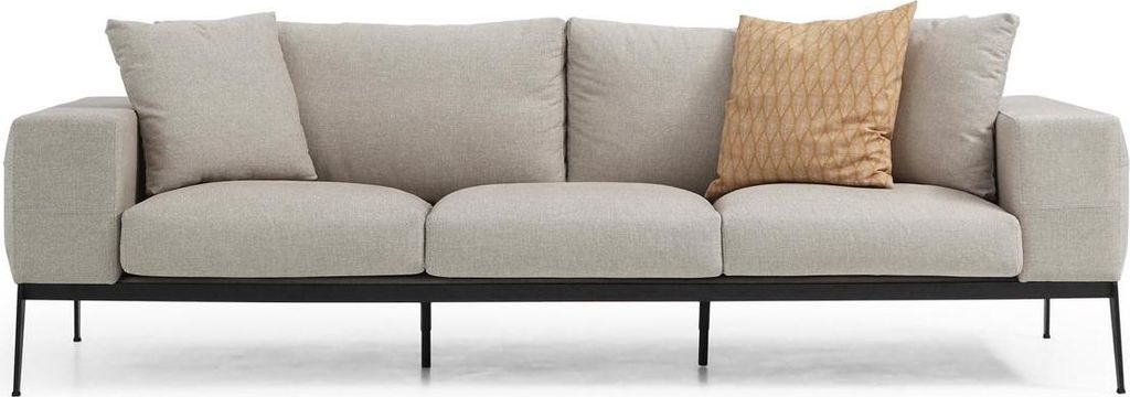 Dreisitzer Sofa 3 Sitzer Sofas Beige Stoff Wohnzimmer Luxus Modern Neu