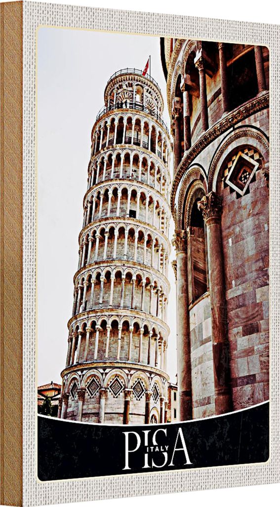 Holzschild Reise 20x30cm Pisa Schiefer Turm Urlaub Architektur