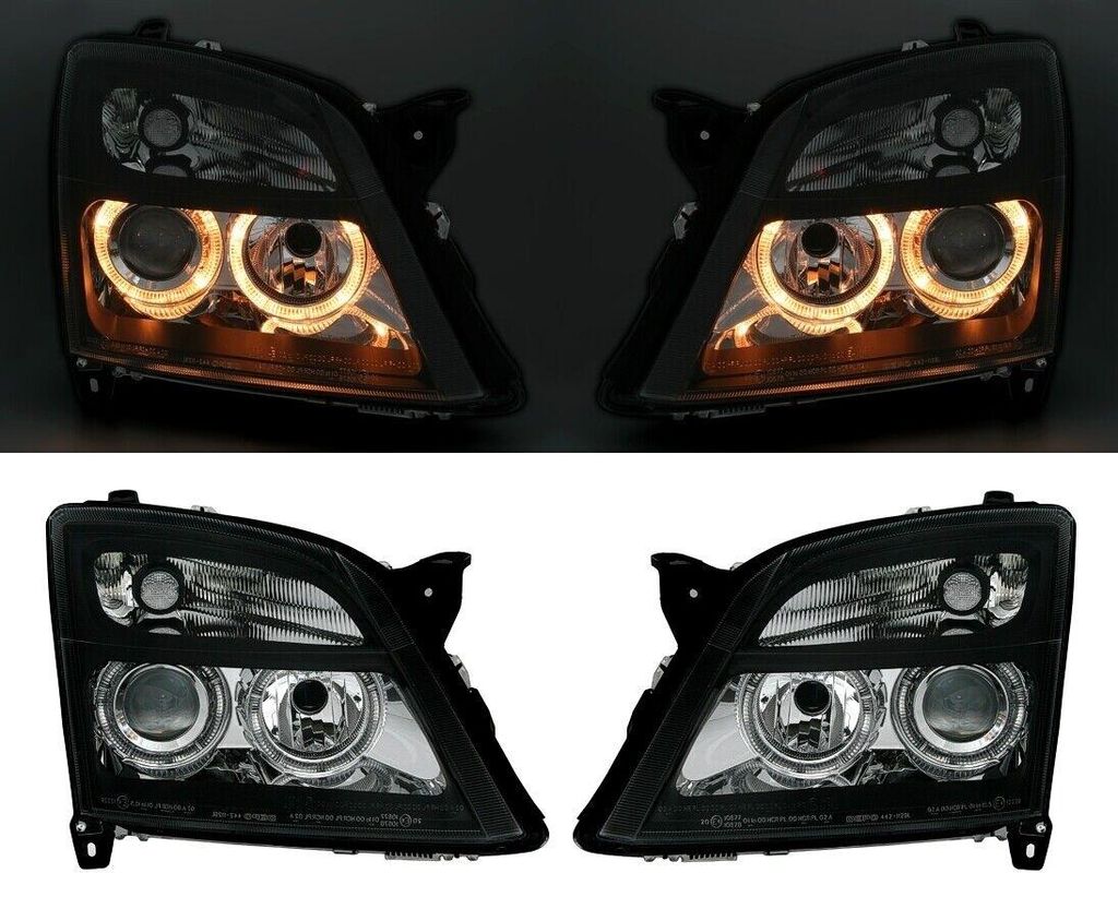 Für Opel Vectra C + Signum Angel Eyes Scheinwerfer Schwarz Links + Rechts in der Farbe Schwarz von AD TUNING GmbH & Co. KG