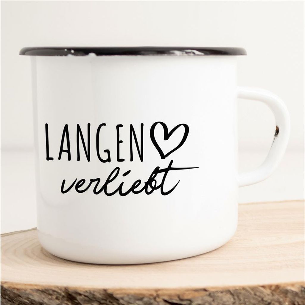 Huuraa Emaille Tasse Langen Geschenk Kaffeebecher Vintage 300ml Langen Präsent