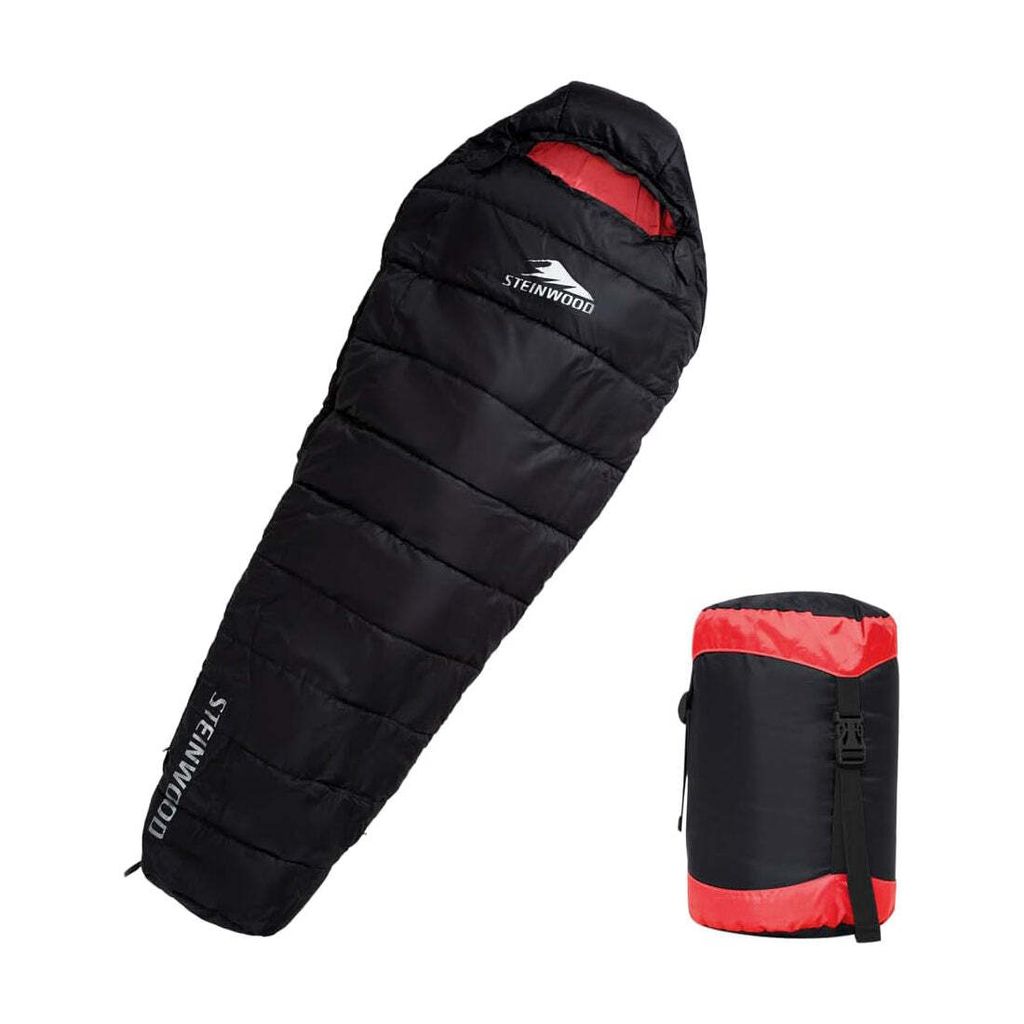 Steinwood Premium Schlafsack koppelbar extra breit 3-4 Season 210cm - Outdoor-Schlafsack, Mumien-Schlafsack, Hütten-Schlafsack (3/4 Season - Schwa...