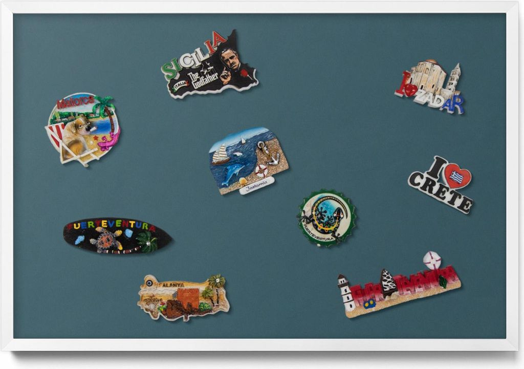 Magnetwand 60x40 cm – Weißer Rahmen – Dunkles Petrol – Magnetboard, Memoboard – Kinderzimmer, Metall Magnetische Tafel