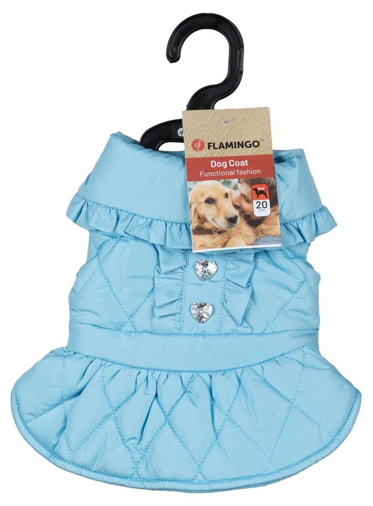 Flamingo Hundemantel Jewel hellblau, Rückenlänge: 25 cm