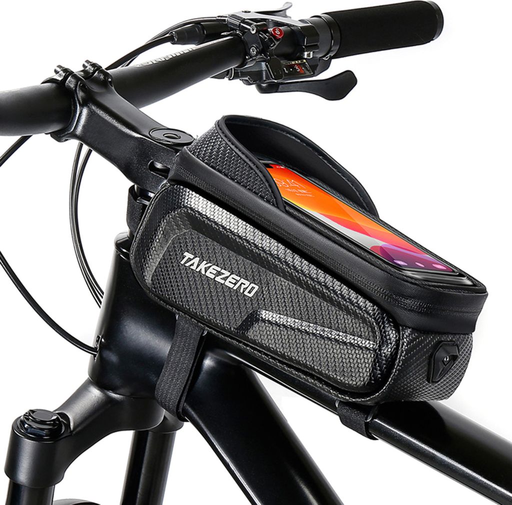 TZ01 Fahrradrahmentasche, Fahrradlenkertasche, Handytasche, wasserdicht, Touchscreen, geeignet für 4,7-6,8-Zoll-Handys, 8,1 * 3,9 * 4,5 Zoll