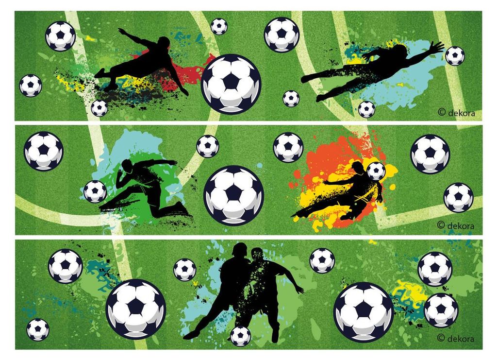 Dekora Fußball Tortendeko essbar, 3 Dekorstreifen aus Produktbild 