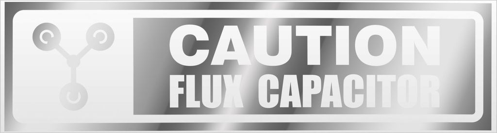 Kiwistar Flux Capacitor Caution invertiert Magnetschild Schild magnetisch - 60cm Chrom - Magnetfolie für Auto PKW Kfz