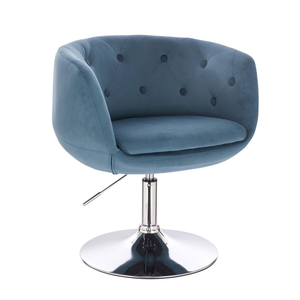 SVITA PANAMA Retro Loungestuhl Polsterstuhl Cocktailsessel Tellerfuß Metall Samt Blau