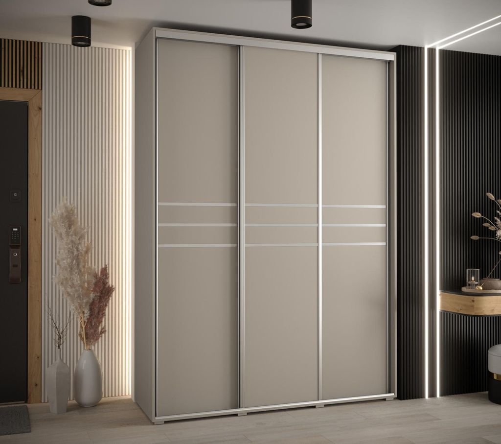 Kleiderschrank INDIRA 10 - 170/45 cm, Kaschmir/Silber