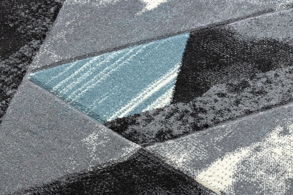 Tapis Bleu à Motifs Triangles 120x170 cm - Qualité ALTER Wet Durable