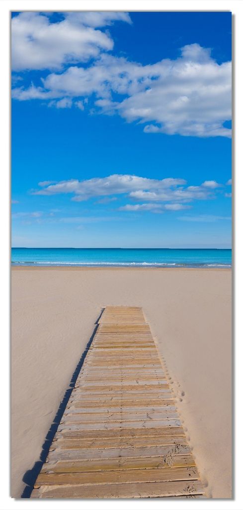 Wallario selbstklebende Türtapete 100 x 220 cm mit Schutzlaminat - Auf dem Holzweg zum blauen Meer