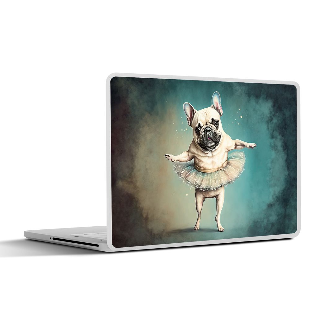 MuchoWow Laptop Aufkleber Sticker Cover Hund - Tutu - Ballett - Abstrakt - Porträt - Kind 30x22 cm - Laptop-Sticker