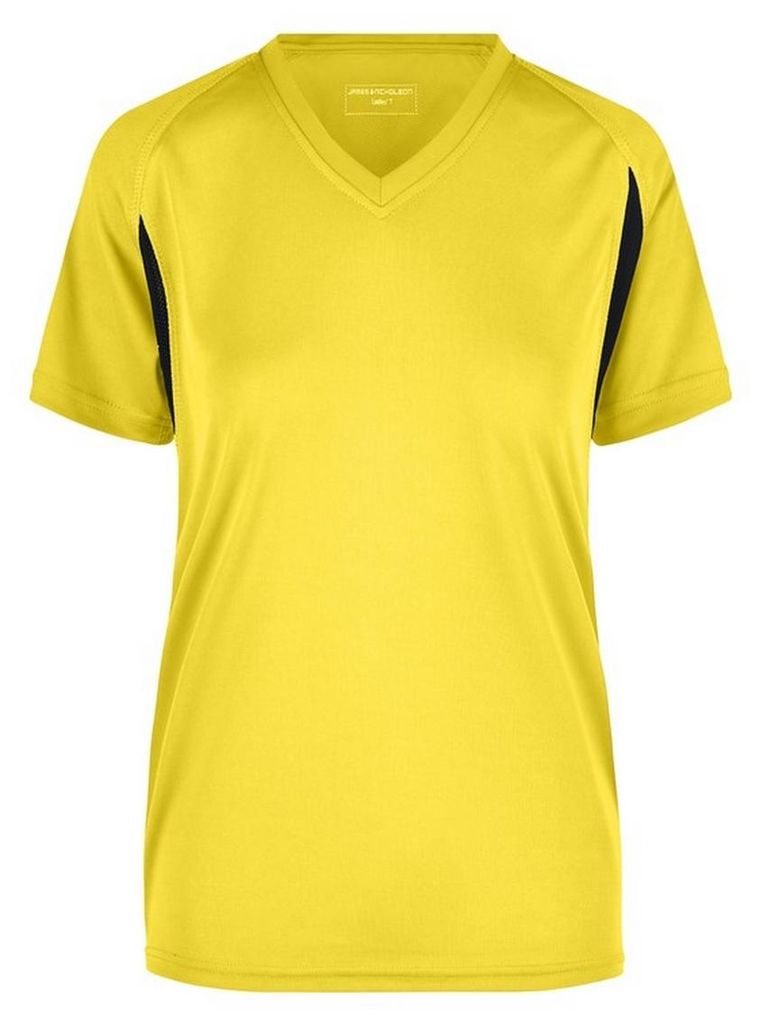 James and Nicholson - T-Shirt für Damen - Laufen LT2416 (L) (Gelb/Schwarz)