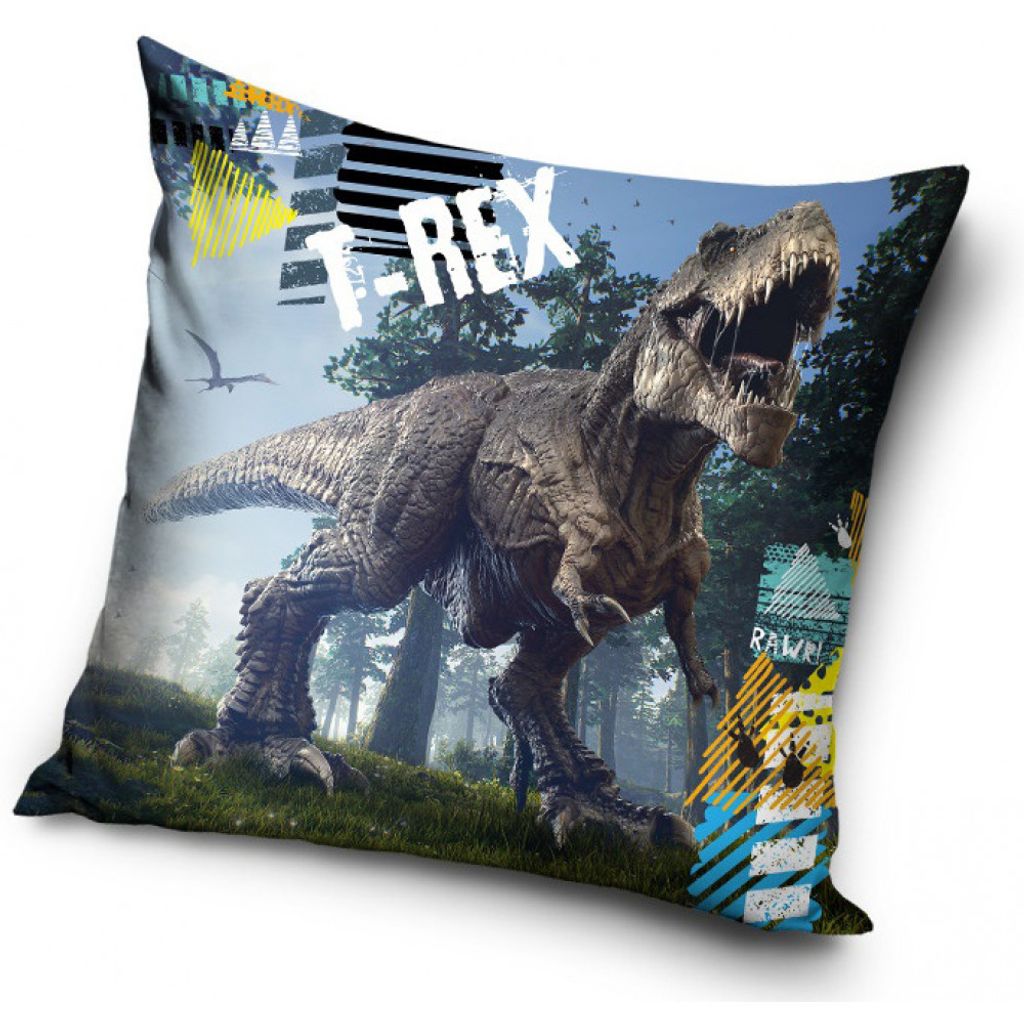 Tinisu Une T-Rex Dinos Dinosaurier Kissenhülle Kissenbezug 40x40 cm (TREX 203003)