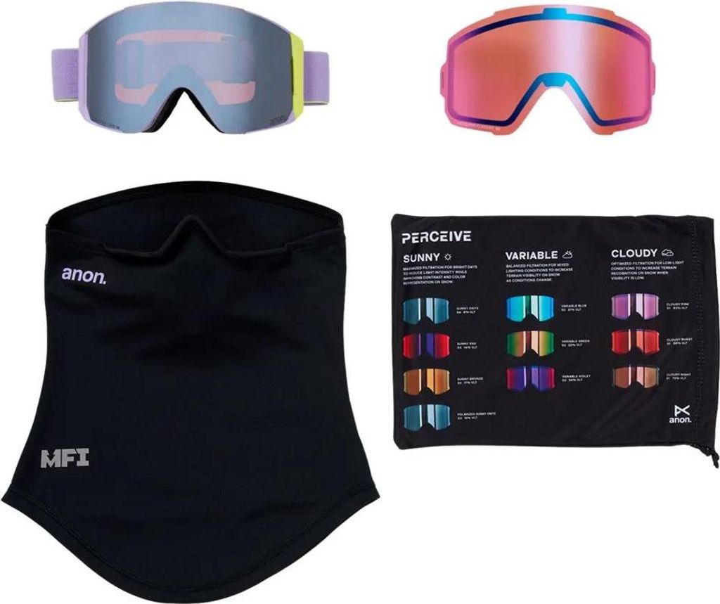 Anon Sync+lens+mfi Face Mask Skibrille Schwarz Perceive Sunny Onyx/CAT4 Herren,Damen Schwarz Perceive Sunny Onyx/CAT4