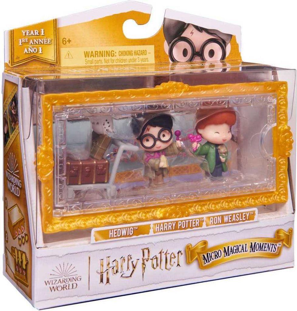 Wizarding World Harry Potter - Micro Magical Moments Multipack "Gleis 9 3/4" mit Harry Potter, Ron Weasley, Eule Hedwig und Setzkasten, Sammelfigur...