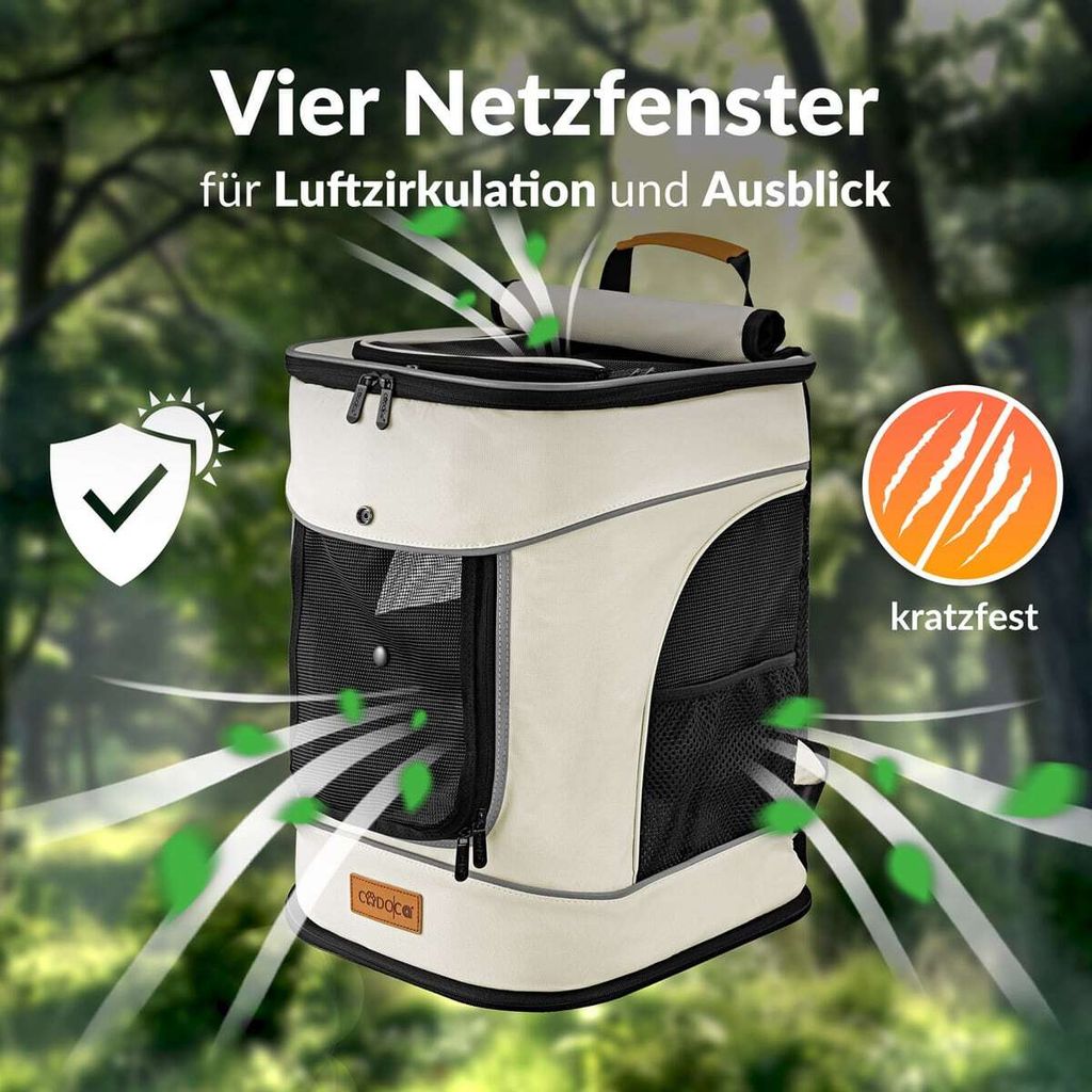 CADOCA® Haustierrucksack bis 20 kg verstellbare Gurte Produktbild 4