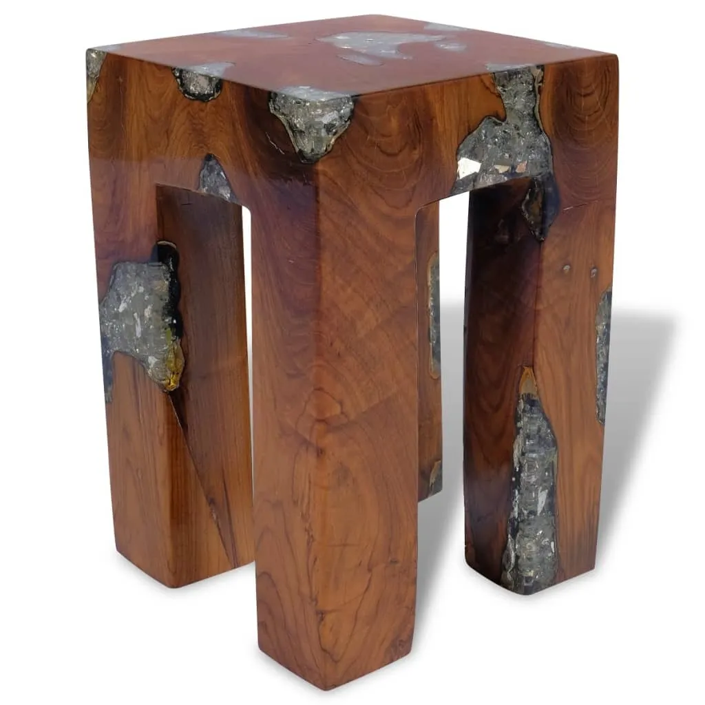 Tabouret d'appoint en teck pour décoration intérieure et petit salon