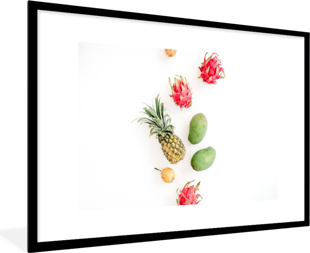 MuchoWow Gerahmtes Poster Obst - Tropisch - Ananas 90x60 cm - Poster mit Schwarzem Bilderrahmen Wandposter Rahmen Foto Bilder - Wanddekoration - ...