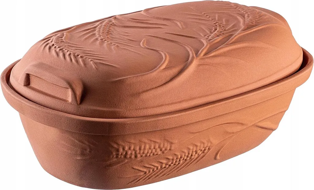 Pentola romana in terracotta - Pentola da forno 4,5 l - Coperchio ovale - Terracotta - Per stufati e arrosti - Marrone