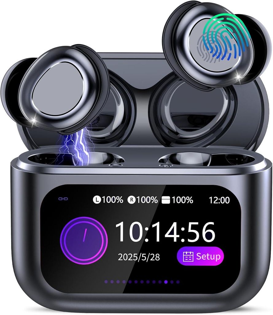 Bluetooth 5.4 In-Ear Schlafkopfhörer mit Touchscreen, 48h Akku, HiFi Sound, 5 EQ Modi, ENC Noise Cancelling, Mini Ohrhörer für Seitenschläfer