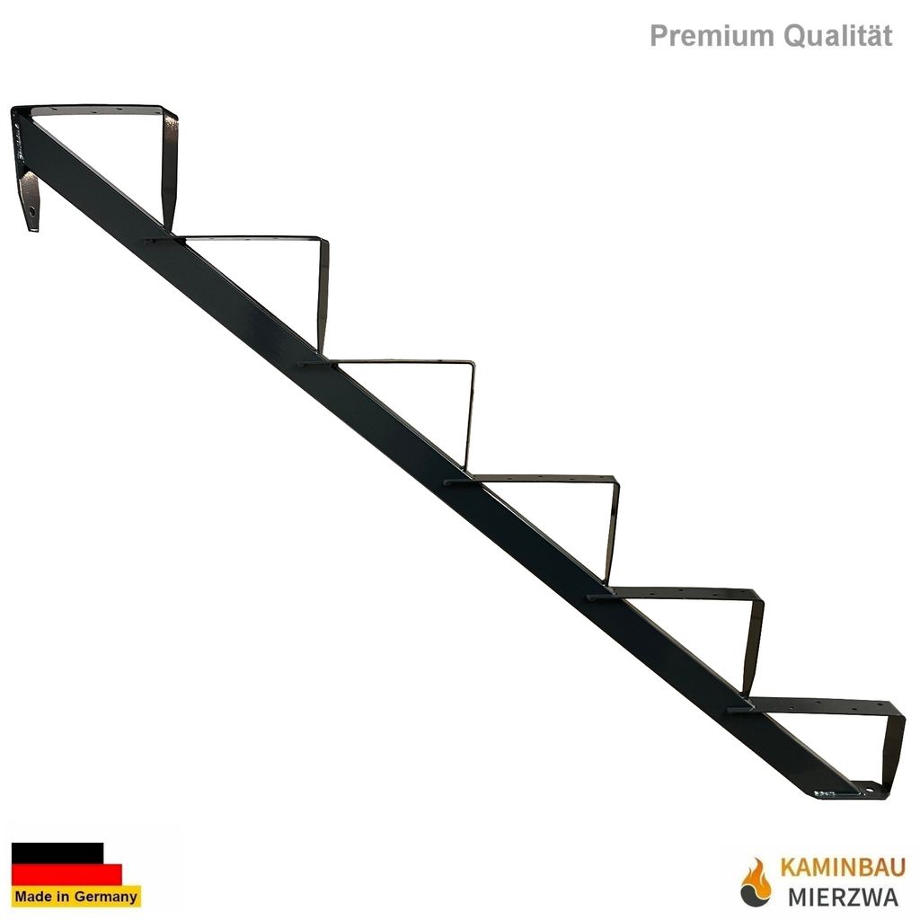 1x Treppenholm 6 Stufen Höhe 110cm Anthrazit RAL 7016 Holz-Treppe Holm Treppenwange Treppenrahmen