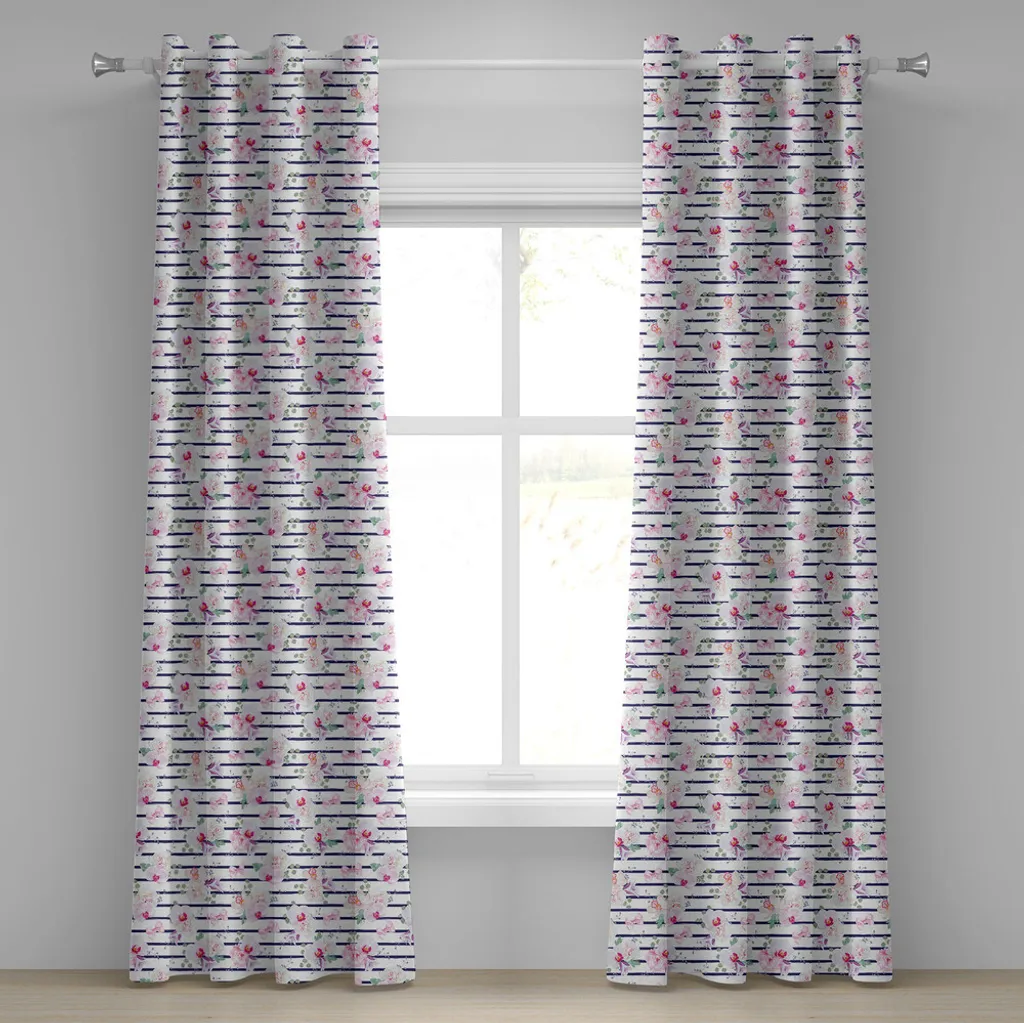 ABAKUHAUS Tenda Decorativa 2 Pannelli Fiori Peonie 280x245