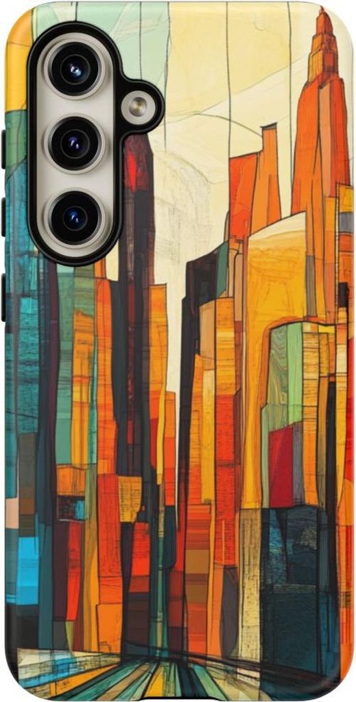Abstrakte Stadtsilhouette im Linienstil – Hülle Kompatibel mit Galaxy S24