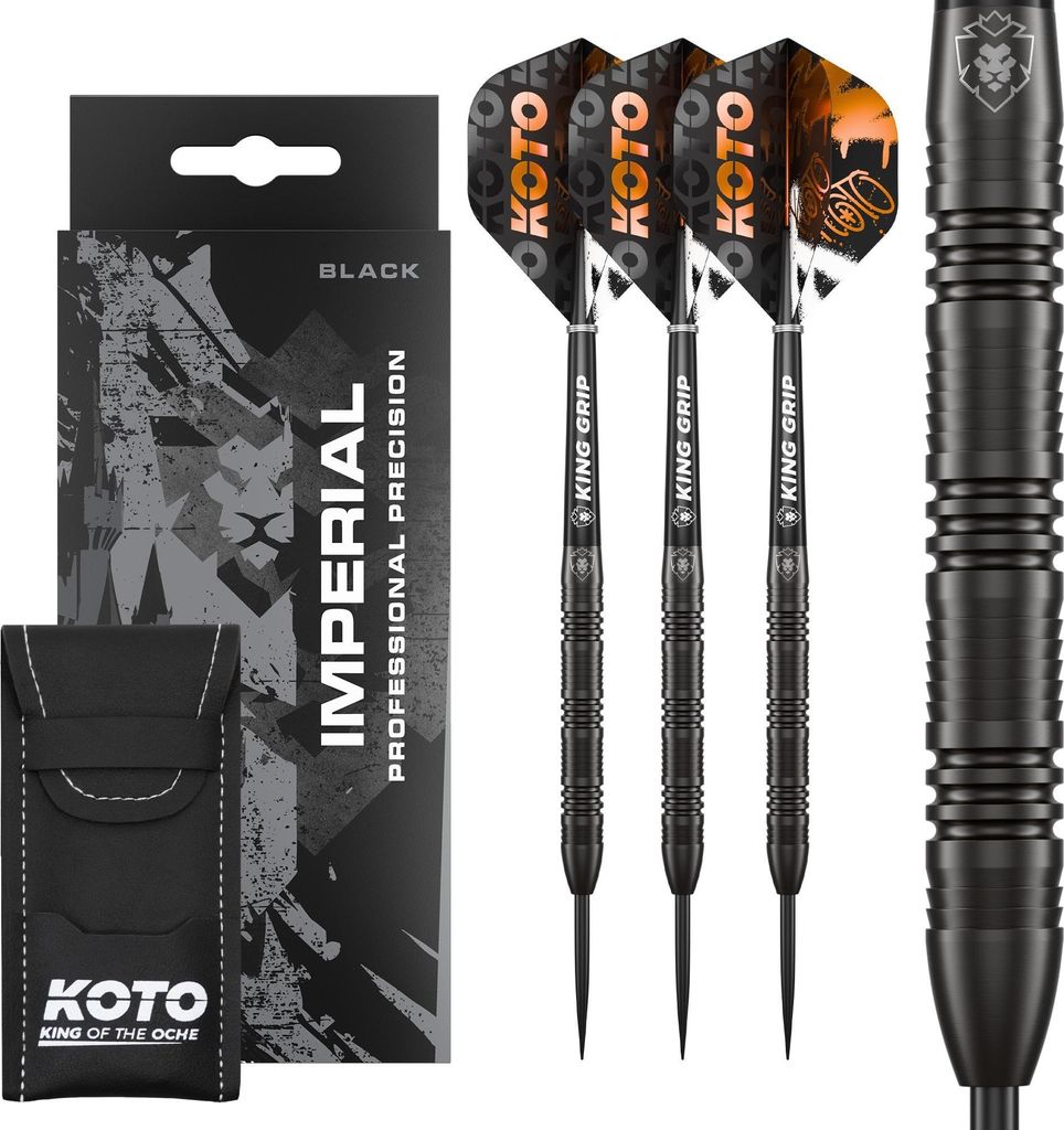 KOTO - Imperial, 23 G, Schwarz, 80% Tungsten, Dartpfeile, Inkl. 3 Barrels, 3 Flights & 3 Shafts