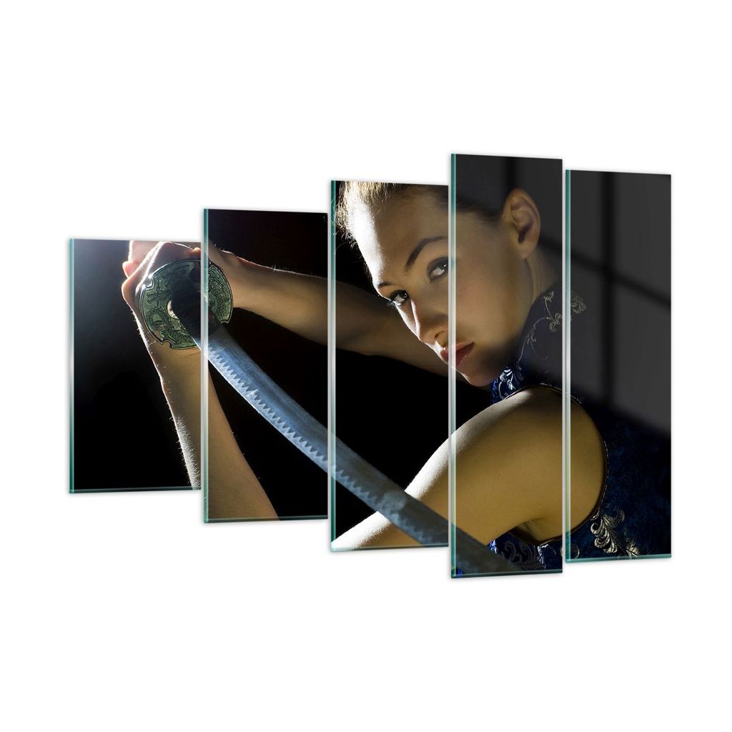 Bilder auf glas - Brave weiblich Metall Schwert - 150x100cm - Glasbilder - Wandbilder - Kunstdruck - zum Aufhängen bereit - Wanddekoration aus Gla...