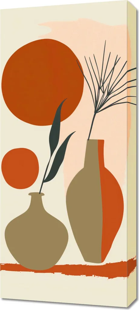 Quadro 40x90 cm Vasi in rosso