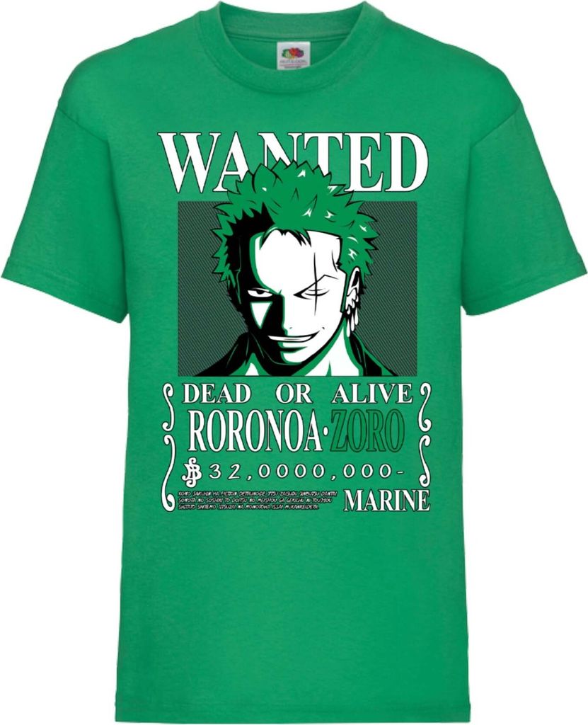 Kinder T-Shirt One Manga Piece Anime Roronoa Zoro 01 Roronoa, 5-6 Jahr - 116 / Grün