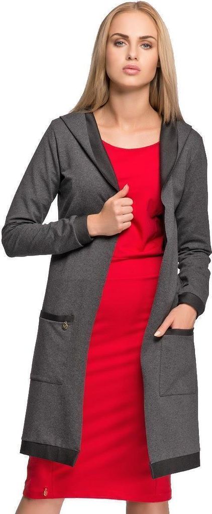 Damen Blazer Jacke Cardigan Lang; Grafit S/36