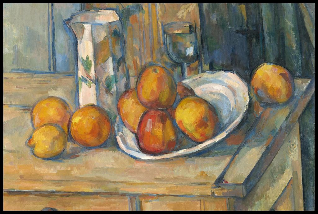 Plakat 91,5x61cm Stillleben mit Milchkanne und Obst, Paul Cezanne