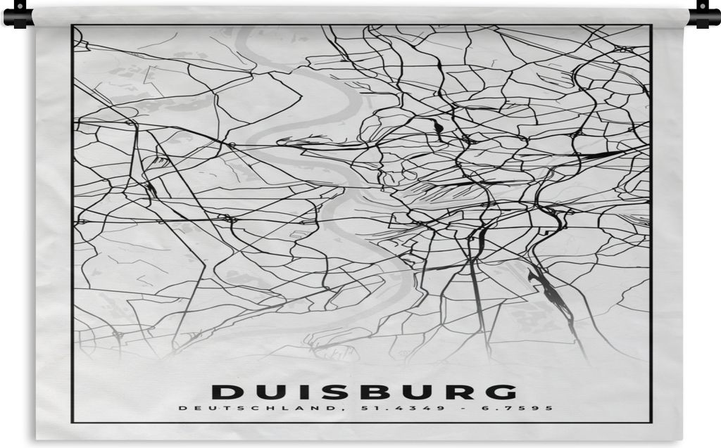 MuchoWow Wandteppich Wandbehang Karte - Duisburg - Stadtplan - Wegbeschreibung 60x40 cm Tapisserie Dekoration Wandtuch - Wanddekorationen