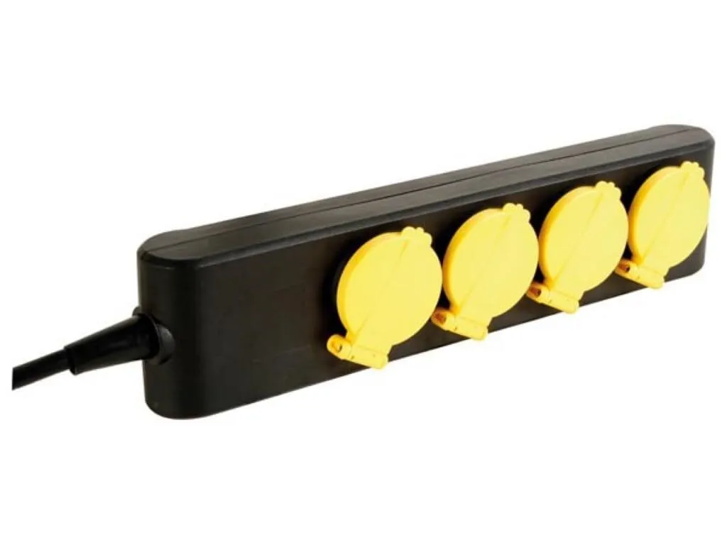 Presa a 4 vie - IP44 - Cavo da 1,5 m - Nero - Presa francese