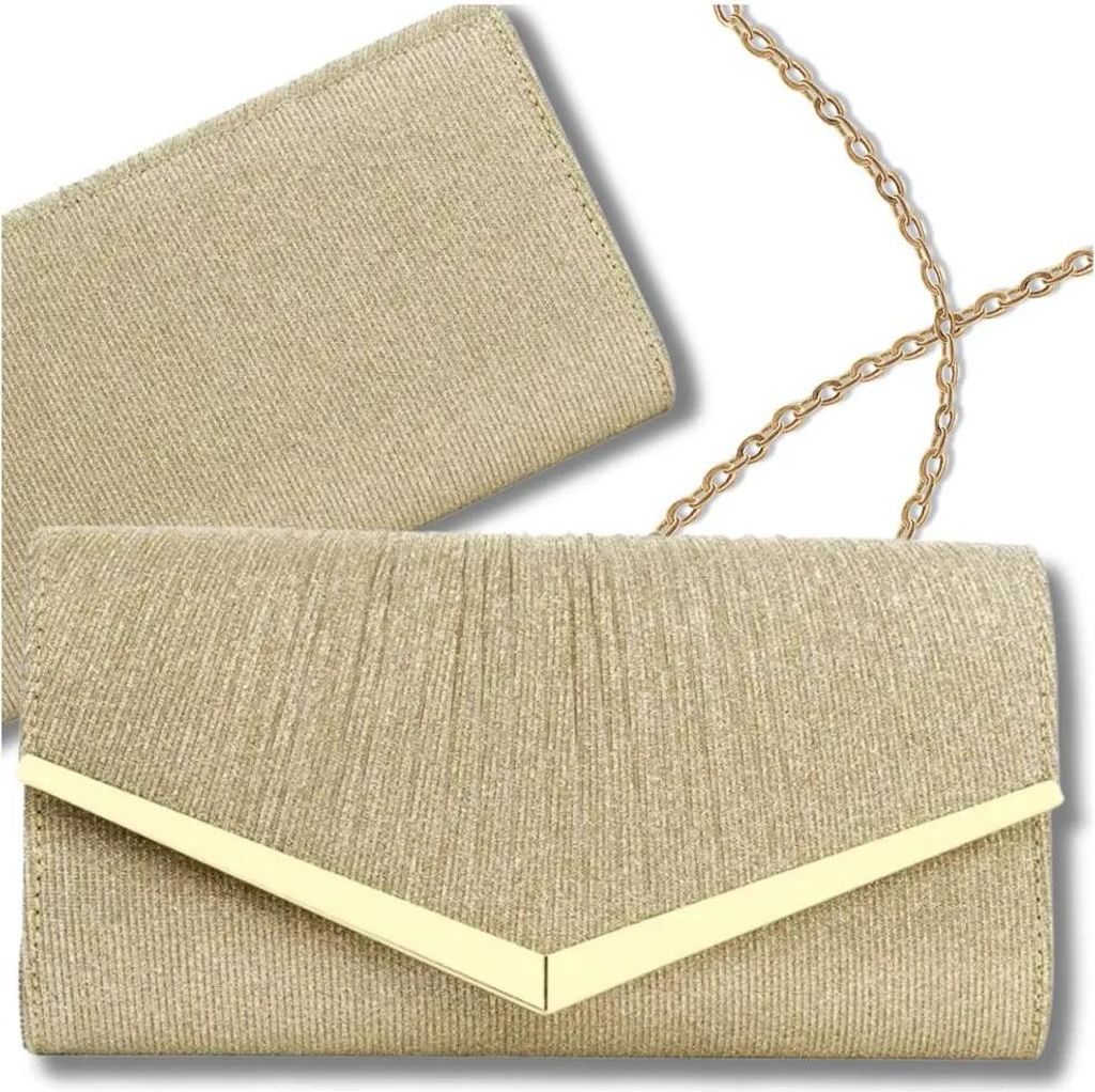 Elegante Damen-Abendtasche mit Glitzer, Gold, Kunststoff, Produktbild 