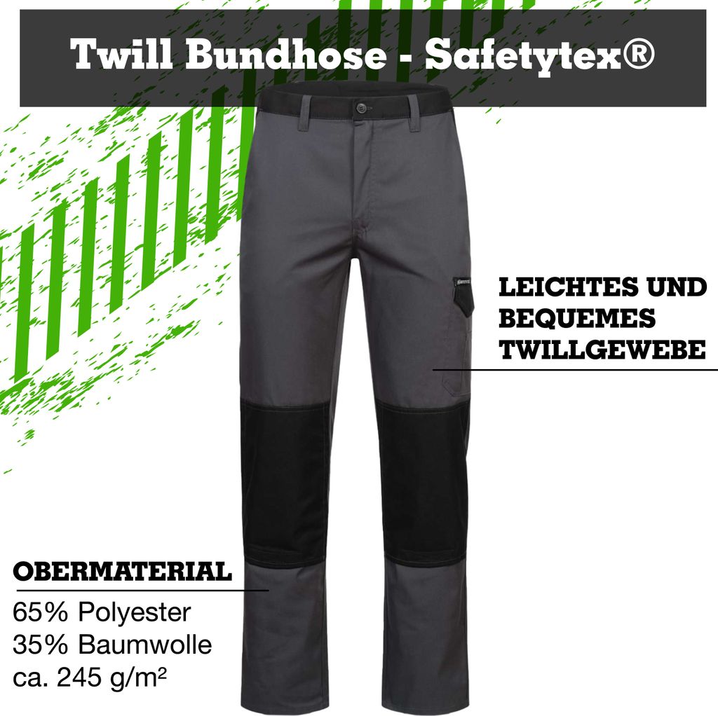 Generisch Malerhose Arbeitshose Bundhose weiß-schwarz, Montagehose Gr 48, inkl. Arbeitshandschuhe
