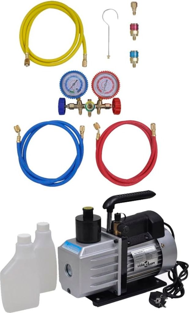 Vakuumpumpe mit 2-Wege-Verteiler-Manometer Set für Klimaanlagen