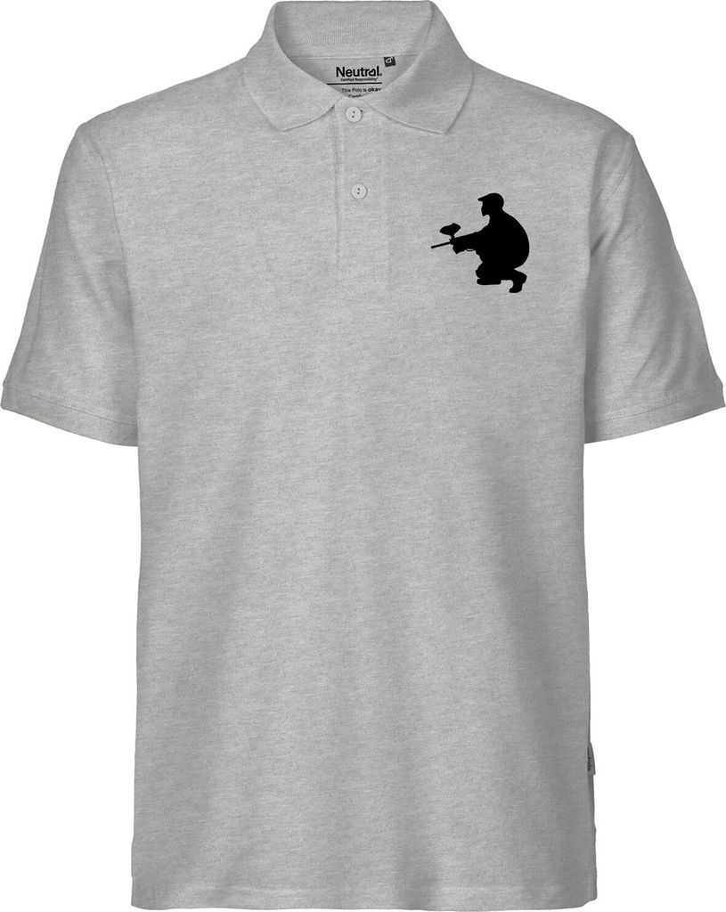 Huuraa Herren Polo Shirt Paintball Silhouette L Sport Grey Bio Baumwolle Fairtrade Poloshirt Geschenkidee