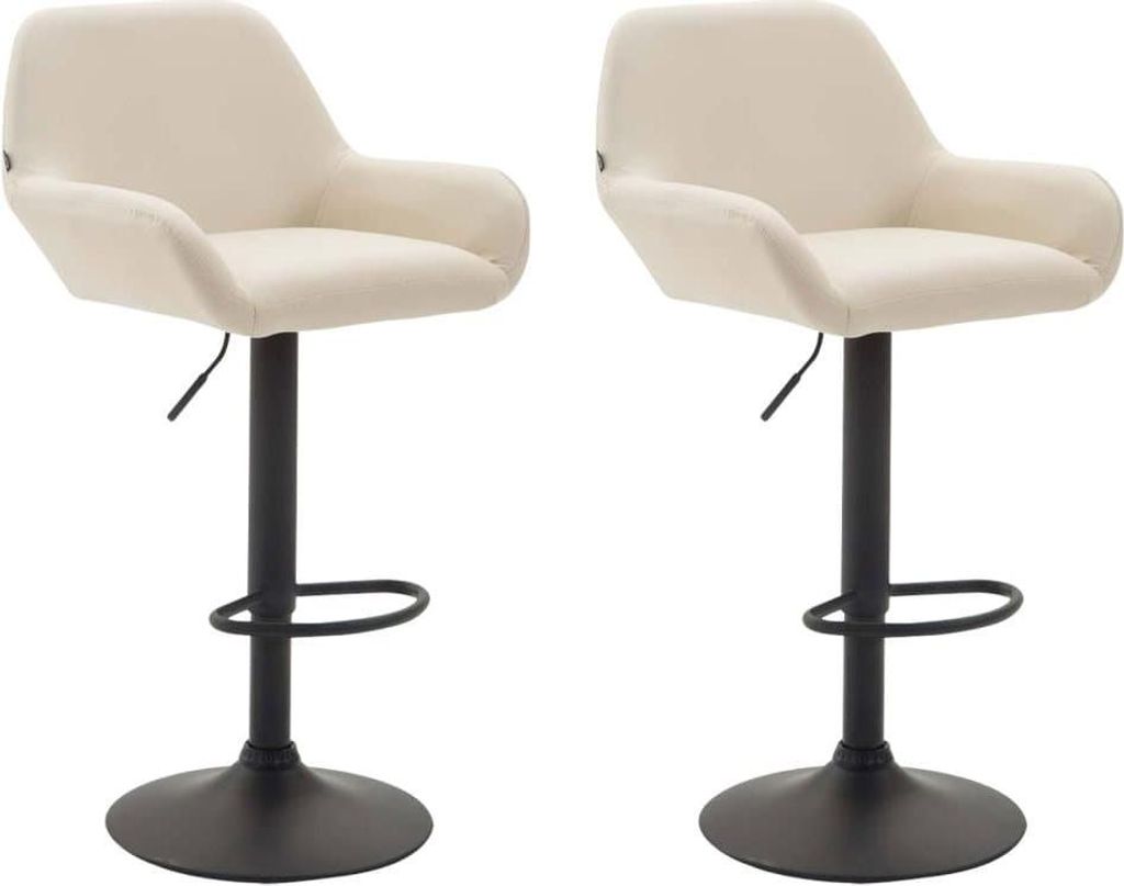2er-Set Barhocker - Kunstledersitze - 360° drehbarer Komfort | Farbe: Creme | Grundfarbe: Schwarz