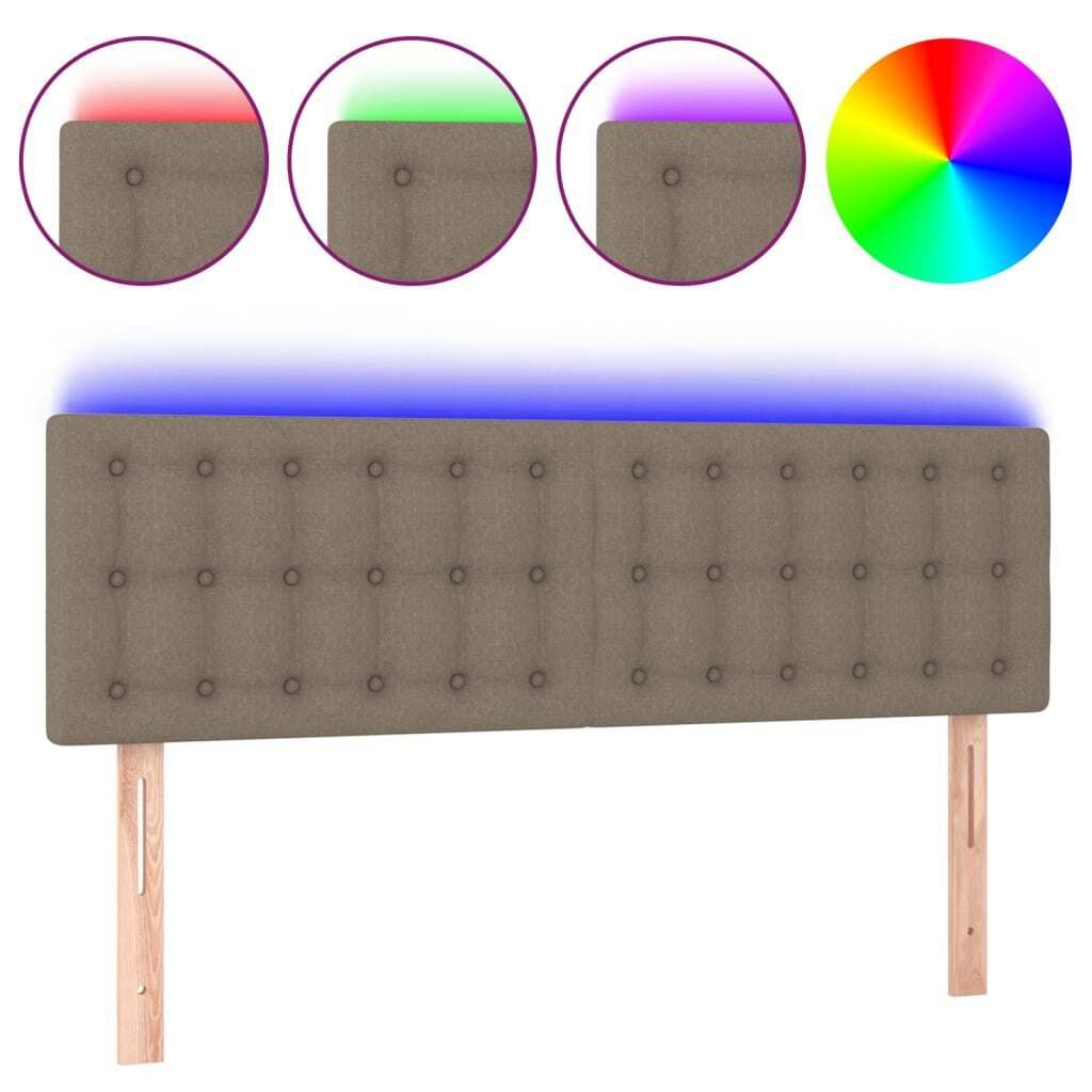 vidaXL LED Kopfteil Taupe 144x5x78/88 cm Stoff