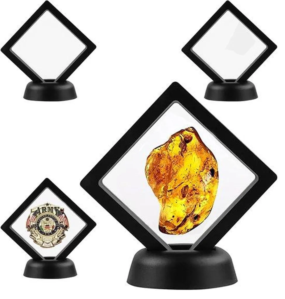 Présentoir bicolore à cadre flottant pour pièces et bijoux, lot de 4 unités