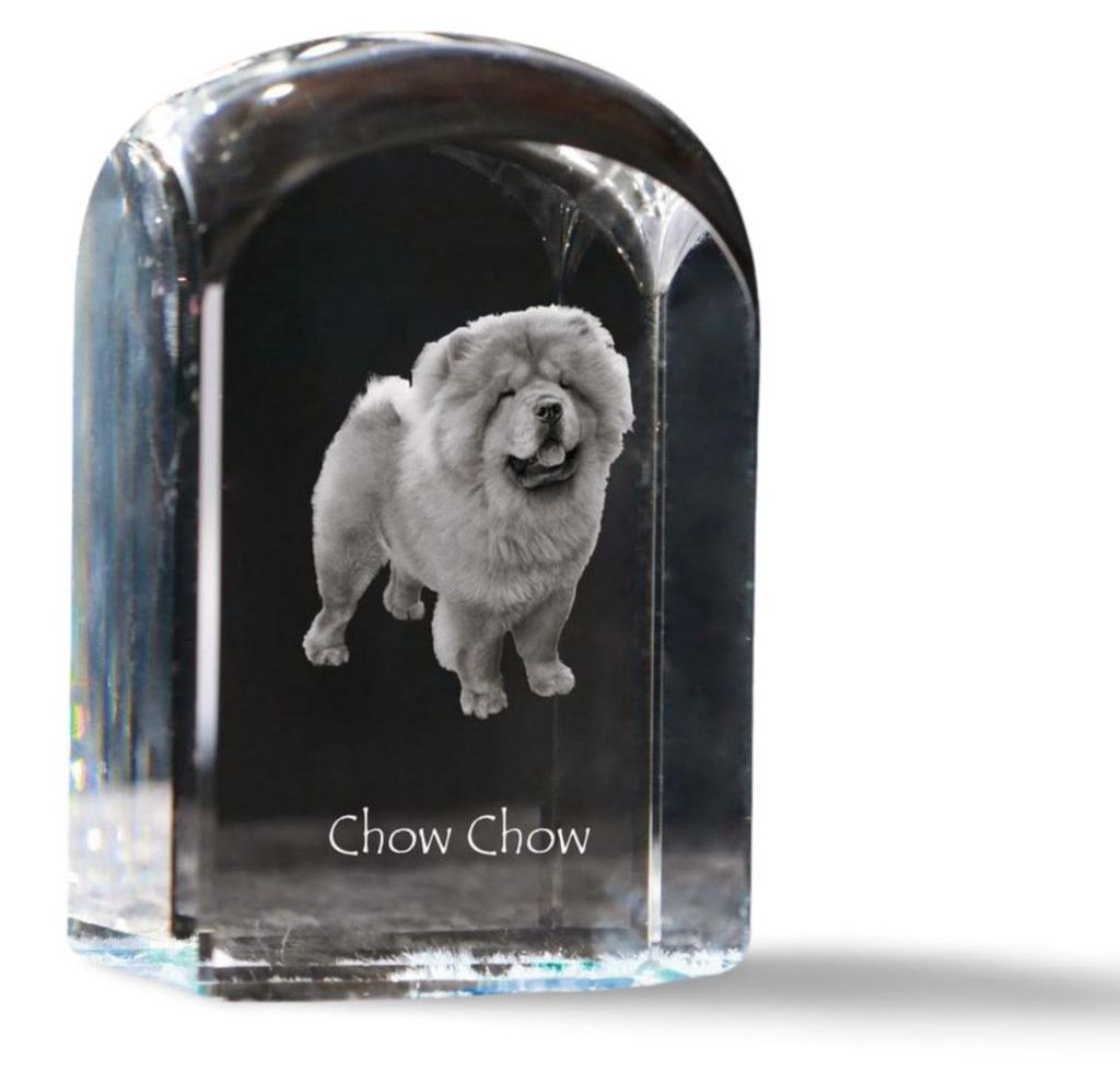 Chow Chow - Kristallwürfel mit Bild, Hundebild im Kristall, sechseckiger Papierclip von Art-Dog.