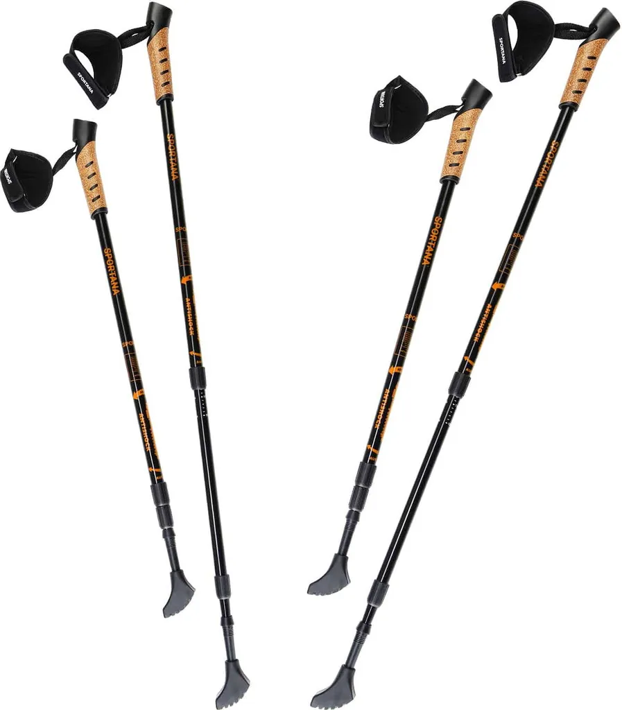 Sportana 2 Paires de Bâtons Marche Nordique Télescopiques en Alu Orange