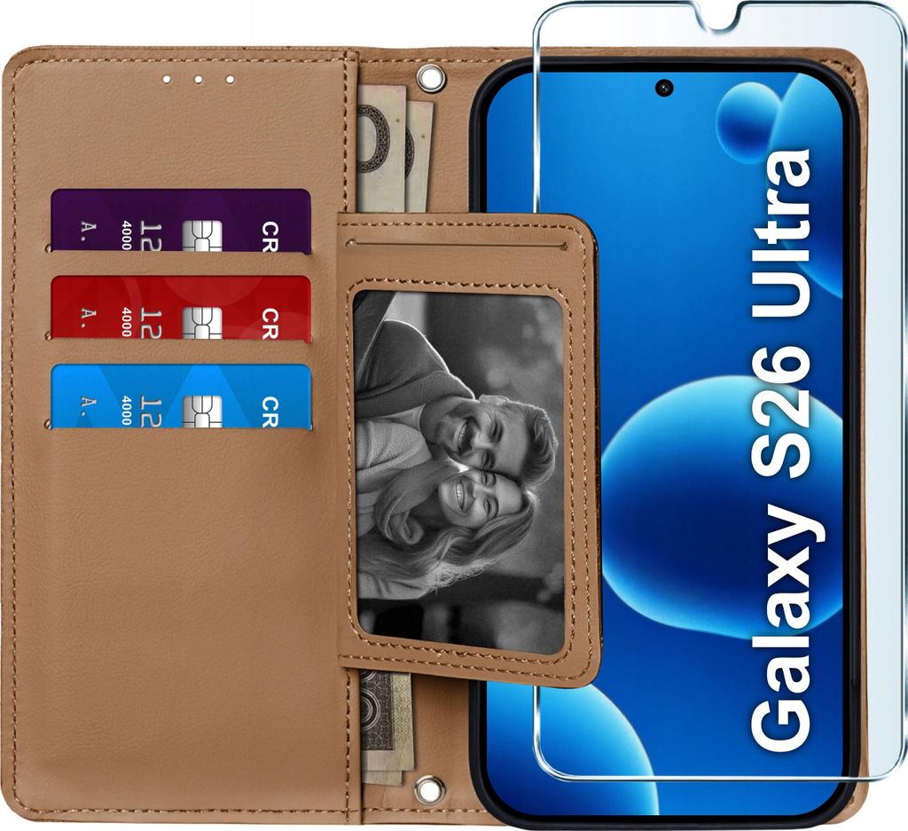 ETUI mit Klappe für Samsung S26 Ultra Magnetisch verschließbar + GLAS 9H