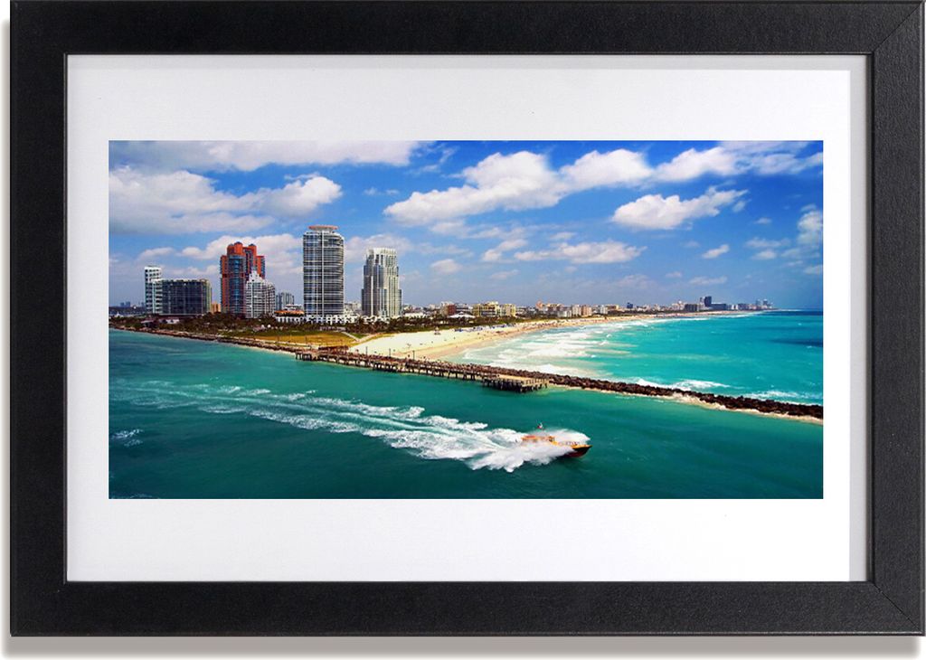 Bild 30x20 MDF-Rahmen Wandkunst Ocean City Strand-Landschaft