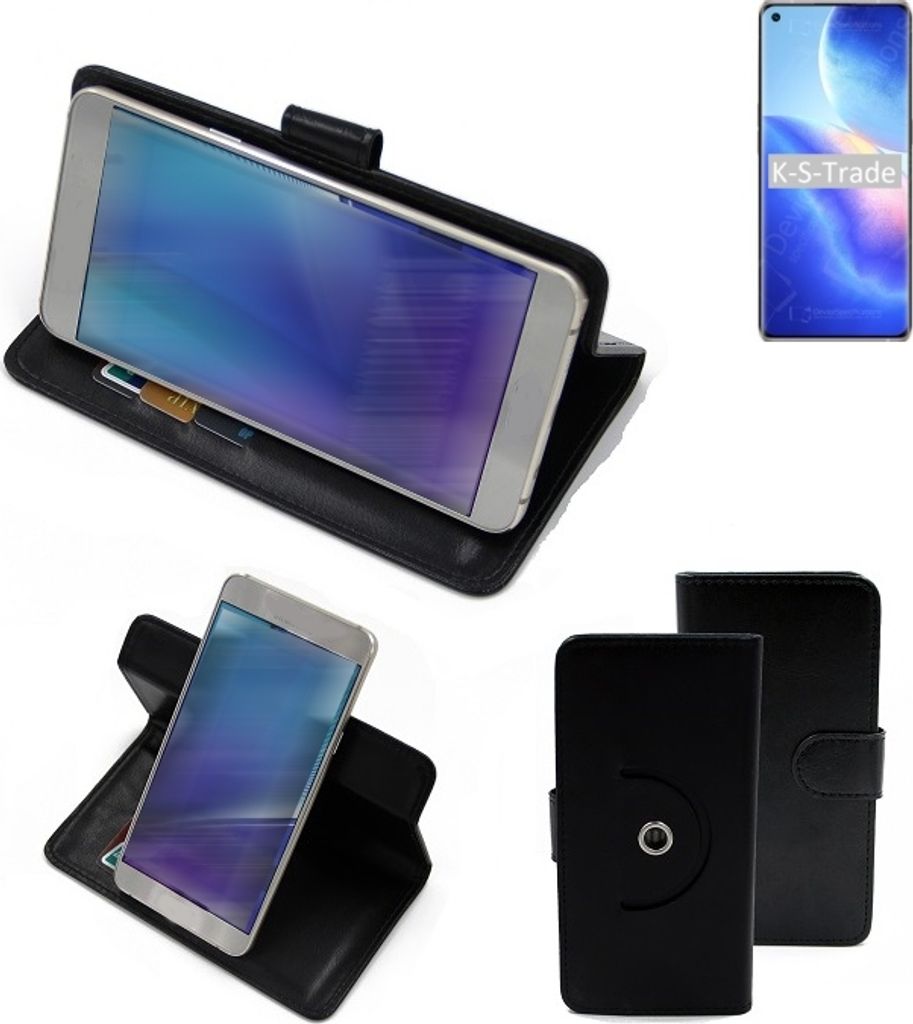 K-S-Trade Case Schutzhülle Handyhülle kompatibel mit Oppo Find X3 Neo Flipcase Smartphone Cover Handy Schutz Tasche Klapphülle Walletcase schwarz