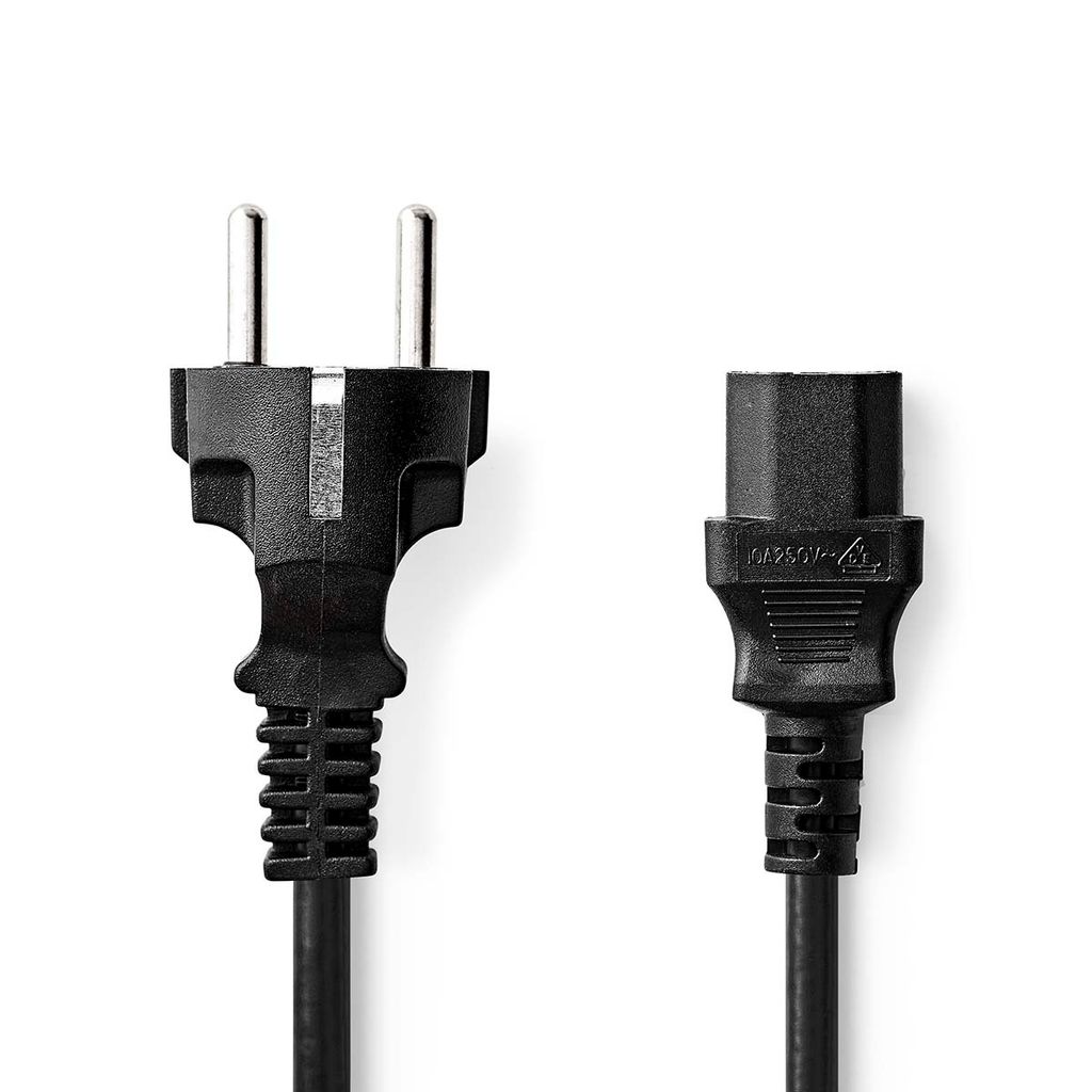 Nedis Cegl10030Bk100 Stromkabel Typ F (Cee 7/7) Stecker Iec-320-C13 Gerade Gerade Vernickelt 10,0 M Rund PVC Schwarzes Etikett