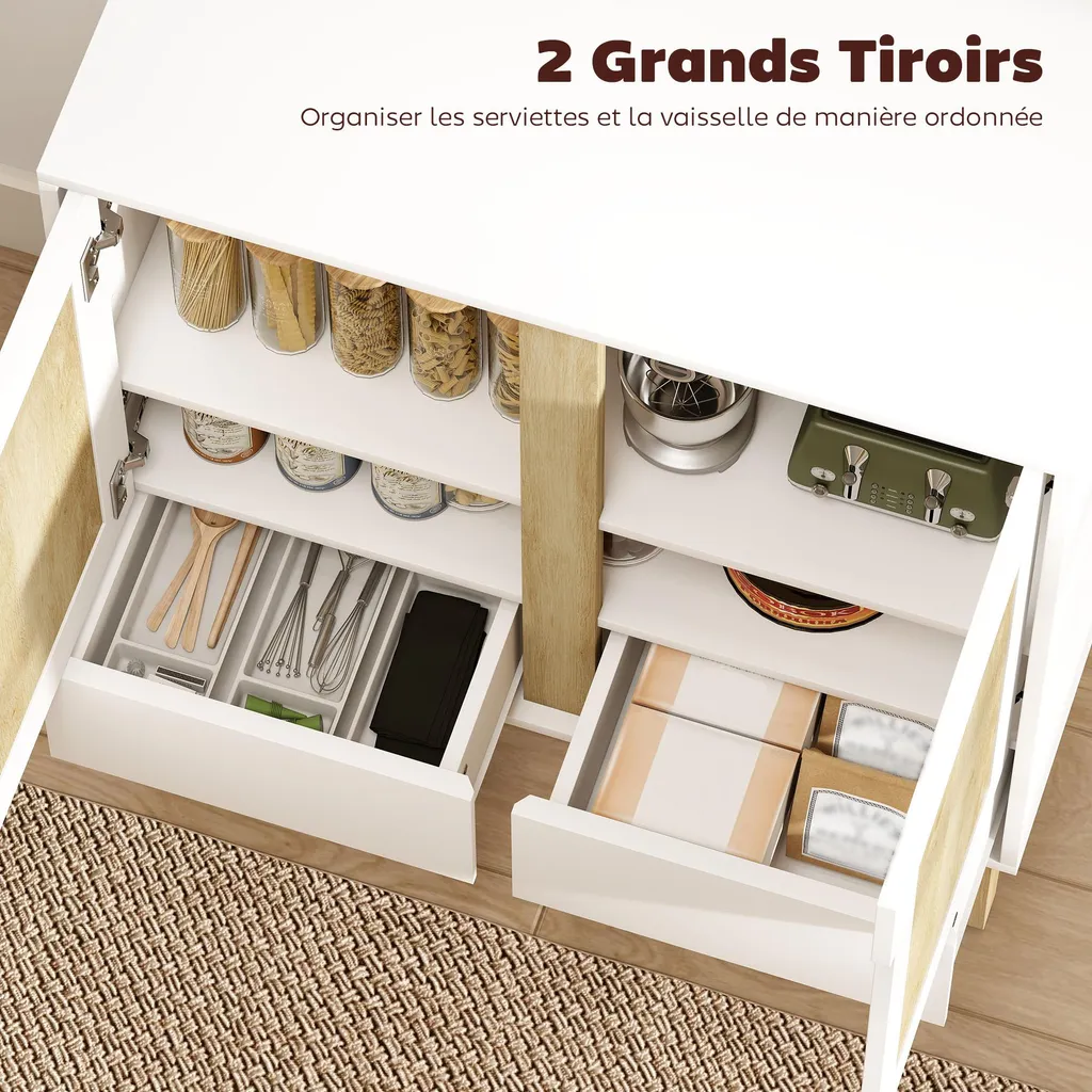 Buffet Bas Gain de Place : Solution de Rangement pour Cuisine et Salon - 4